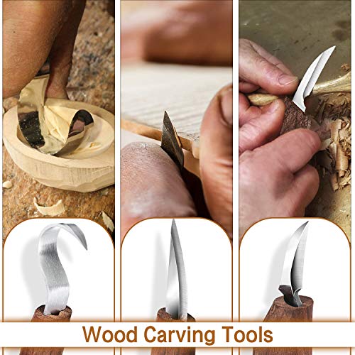 Wood Carving Tools, 6 in 1 Wood Carving Kit with Carving Hook Knif...