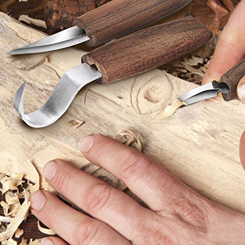 Wood Carving Tools, 6 in 1 Wood Carving Kit with Carving Hook Knif...