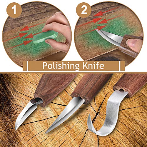Wood Carving Tools, 6 in 1 Wood Carving Kit with Carving Hook Knif...