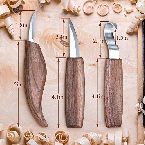 Wood Carving Tools, 6 in 1 Wood Carving Kit with Carving Hook Knif...
