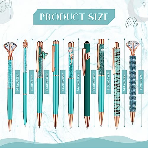 9 Pcs Ballpoint Pens Set Metal Crystal Diamond Pen Liquid Sand Gli...