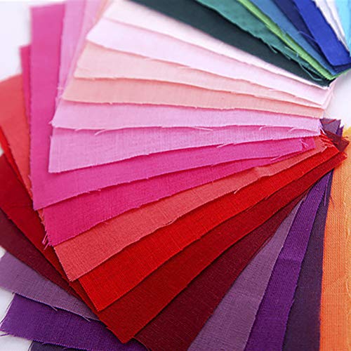 JANOU 50pcs DIY Craft Cotton Fabric Mixed Solid Color Handmade Tex...