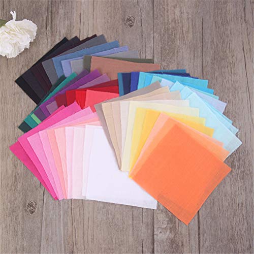 JANOU 50pcs DIY Craft Cotton Fabric Mixed Solid Color Handmade Tex...