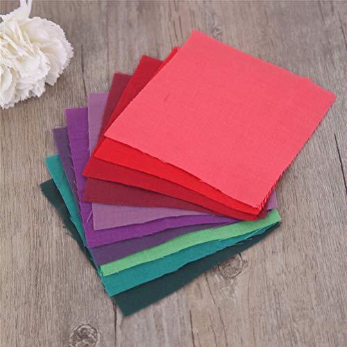 JANOU 50pcs DIY Craft Cotton Fabric Mixed Solid Color Handmade Tex...