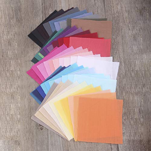JANOU 50pcs DIY Craft Cotton Fabric Mixed Solid Color Handmade Tex...