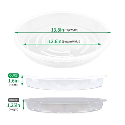 Plant Saucers - 14 inch - Durable Plastic Plant Trays, Clear Plast...