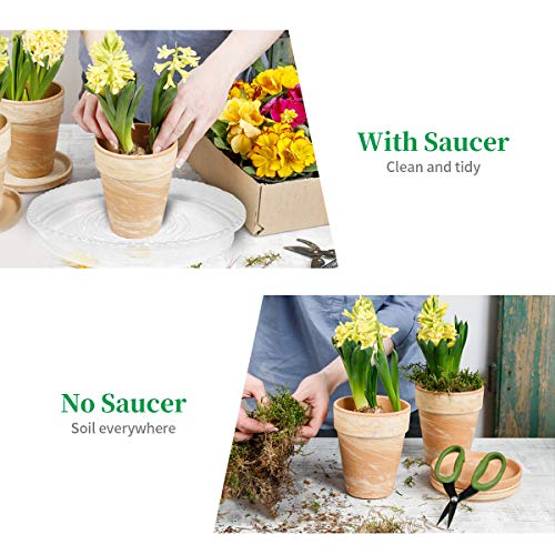 Plant Saucers - 14 inch - Durable Plastic Plant Trays, Clear Plast...