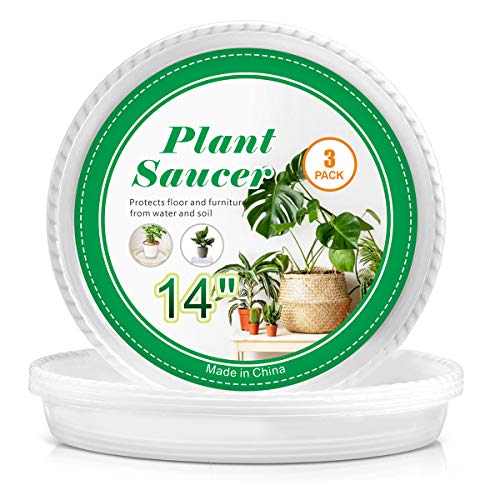 Plant Saucers - 14 inch - Durable Plastic Plant Trays, Clear Plast...