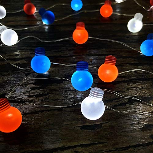 Patriotic Red White Blue Bulb Shape LED String Lights for Independ...
