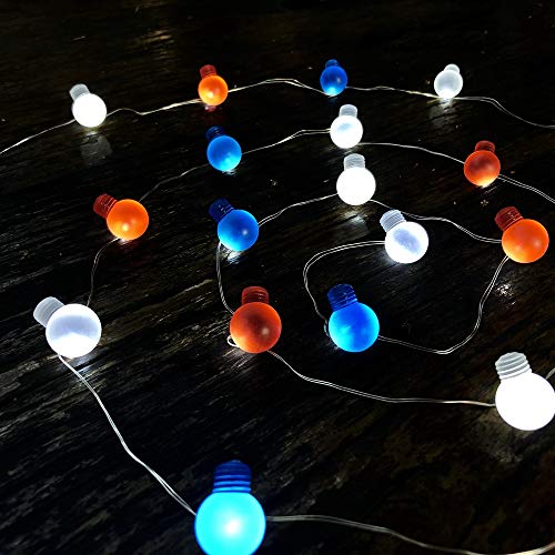 Patriotic Red White Blue Bulb Shape LED String Lights for Independ...