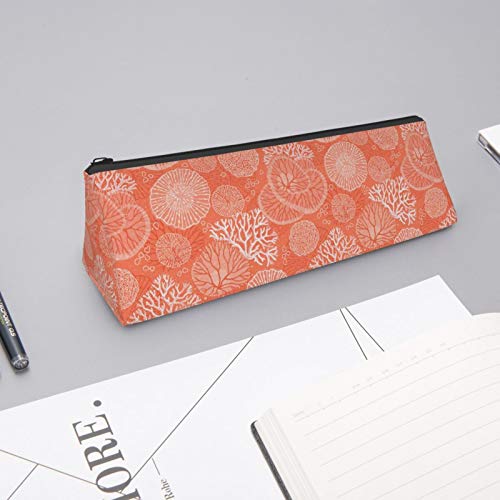 Beautiful Corals Small Capacity Triangle Pen Bag,Compact Zipper Pe...