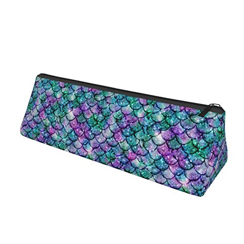 Bright Mermaid Scales Small Capacity Triangle Pen Bag,Compact Zipp...