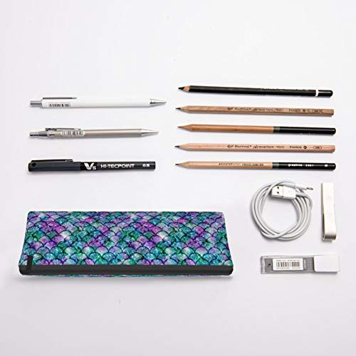 Bright Mermaid Scales Small Capacity Triangle Pen Bag,Compact Zipp...