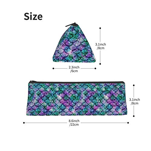 Bright Mermaid Scales Small Capacity Triangle Pen Bag,Compact Zipp...