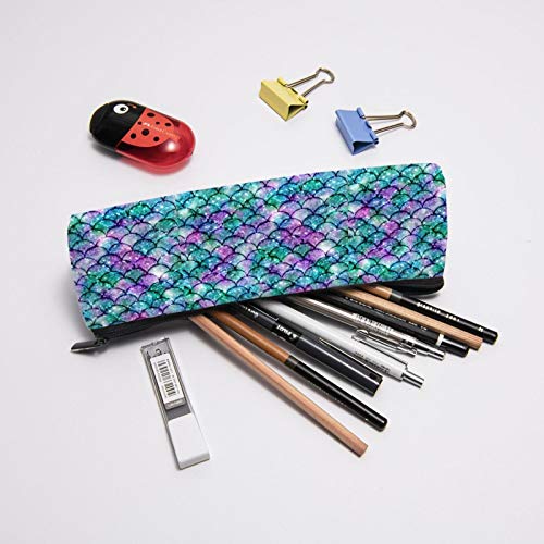 Bright Mermaid Scales Small Capacity Triangle Pen Bag,Compact Zipp...