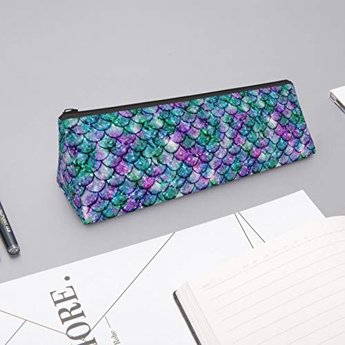 Bright Mermaid Scales Small Capacity Triangle Pen Bag,Compact Zipp...