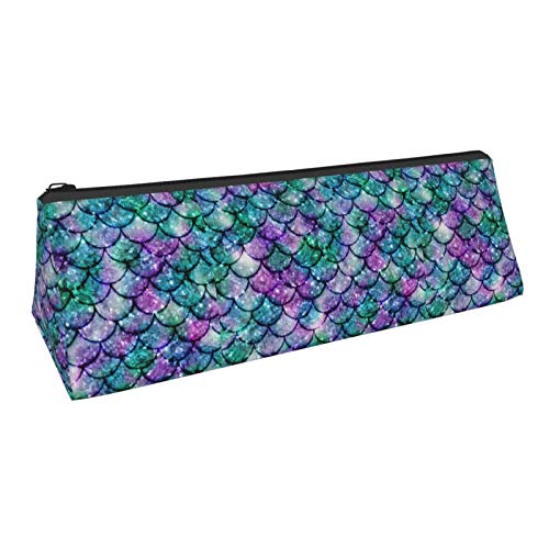 Bright Mermaid Scales Small Capacity Triangle Pen Bag,Compact Zipp...