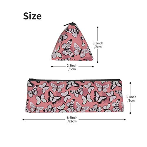 Colorful Butterflies Small Capacity Triangle Pen Bag,Compact Zippe...