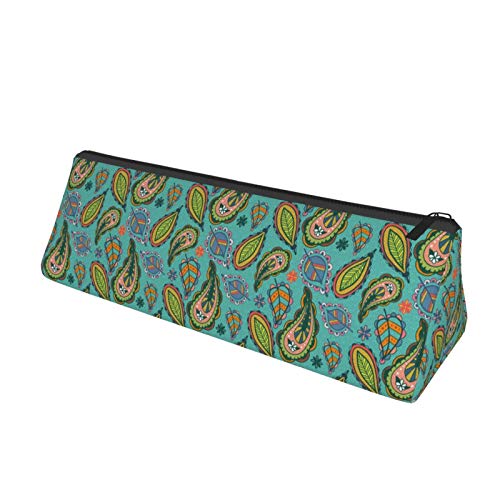 Colorful Paisley Ethnic Small Capacity Triangle Pen Bag,Compact Zi...
