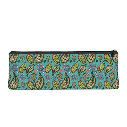 Colorful Paisley Ethnic Small Capacity Triangle Pen Bag,Compact Zi...
