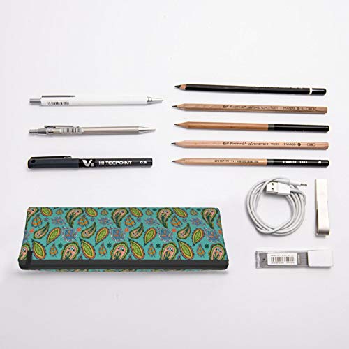 Colorful Paisley Ethnic Small Capacity Triangle Pen Bag,Compact Zi...