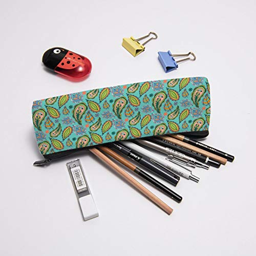 Colorful Paisley Ethnic Small Capacity Triangle Pen Bag,Compact Zi...