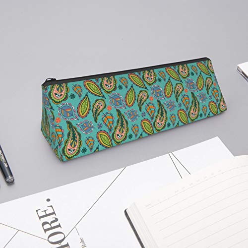 Colorful Paisley Ethnic Small Capacity Triangle Pen Bag,Compact Zi...