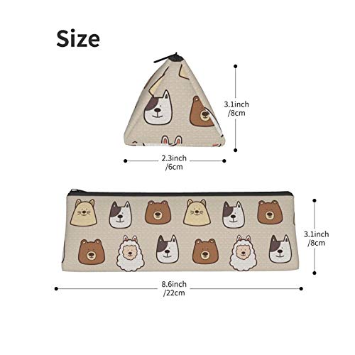 Cute Animals Small Capacity Triangle Pen Bag,Compact Zipper Pencil...