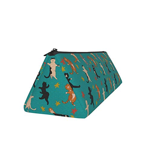 Cute Dancing Cats and Fall Foliage Small Capacity Triangle Pen Bag...