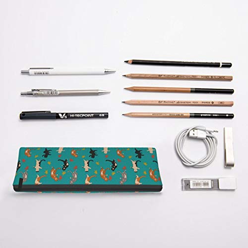 Cute Dancing Cats and Fall Foliage Small Capacity Triangle Pen Bag...