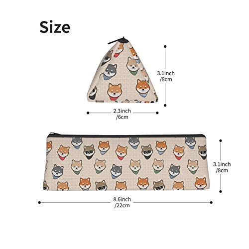 Cute Japanese Dog Shiba Inu Cartoon Small Capacity Triangle Pen Ba...