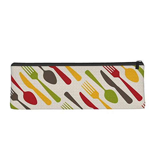 Cutlery Pattern Small Capacity Triangle Pen Bag,Compact Zipper Pen...