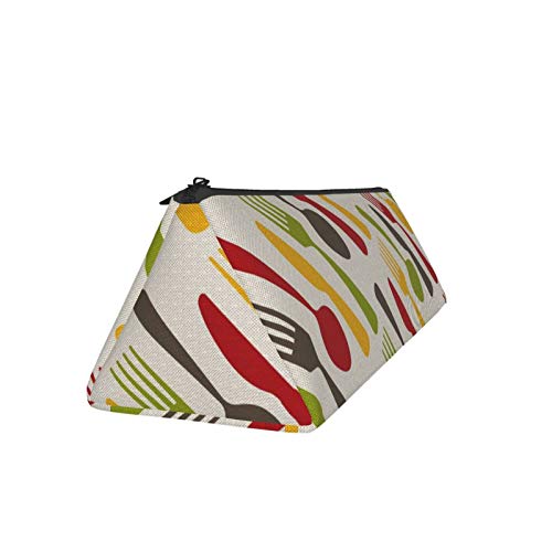 Cutlery Pattern Small Capacity Triangle Pen Bag,Compact Zipper Pen...