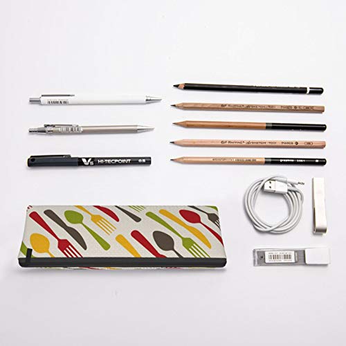 Cutlery Pattern Small Capacity Triangle Pen Bag,Compact Zipper Pen...