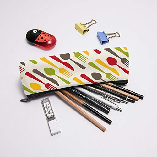 Cutlery Pattern Small Capacity Triangle Pen Bag,Compact Zipper Pen...