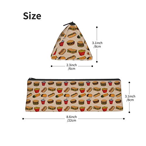 Fast Food Small Capacity Triangle Pen Bag,Compact Zipper Pencil Po...