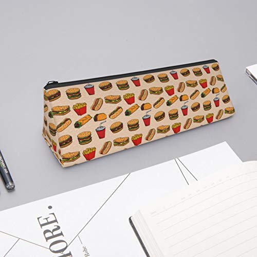 Fast Food Small Capacity Triangle Pen Bag,Compact Zipper Pencil Po...