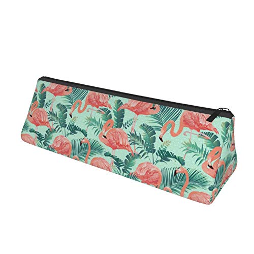 Flamingo and Tropical Palm Small Capacity Triangle Pen Bag,Compact...