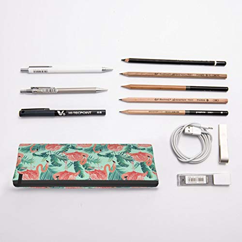 Flamingo and Tropical Palm Small Capacity Triangle Pen Bag,Compact...