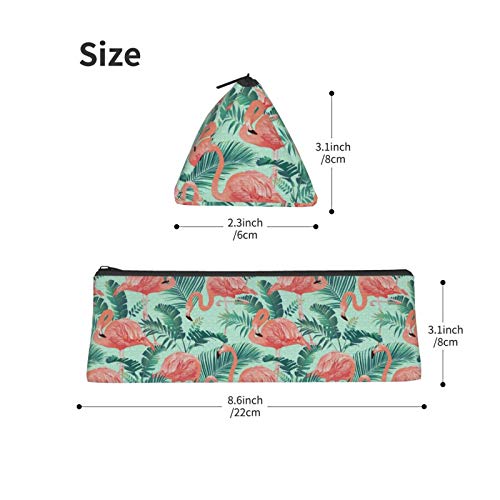 Flamingo and Tropical Palm Small Capacity Triangle Pen Bag,Compact...