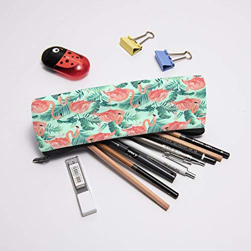 Flamingo and Tropical Palm Small Capacity Triangle Pen Bag,Compact...