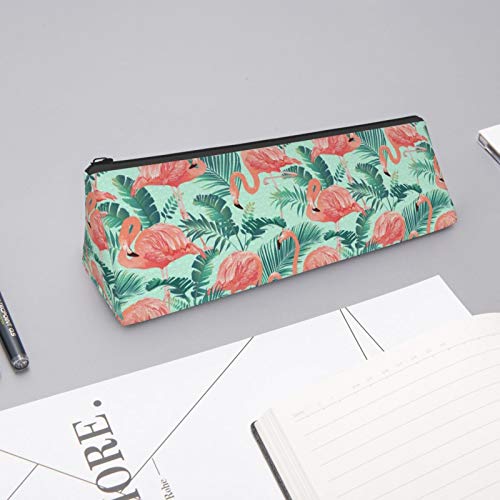 Flamingo and Tropical Palm Small Capacity Triangle Pen Bag,Compact...