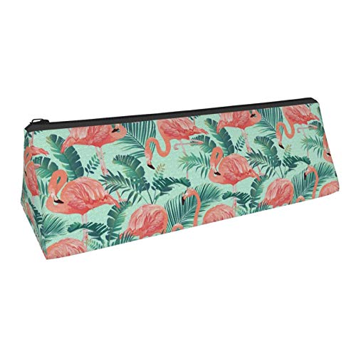 Flamingo and Tropical Palm Small Capacity Triangle Pen Bag,Compact...
