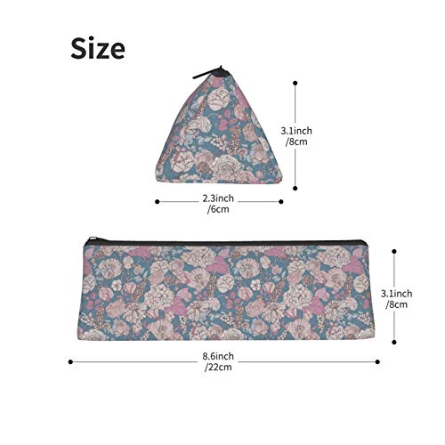 Floral Small Capacity Triangle Pen Bag,Compact Zipper Pencil Pouch...