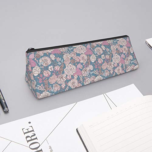 Floral Small Capacity Triangle Pen Bag,Compact Zipper Pencil Pouch...