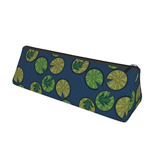 Frogs On Lily Pads On A Pond Small Capacity Triangle Pen Bag,Compa...