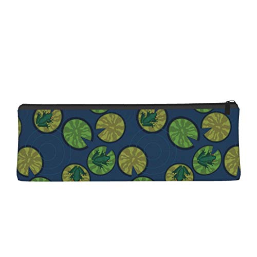 Frogs On Lily Pads On A Pond Small Capacity Triangle Pen Bag,Compa...