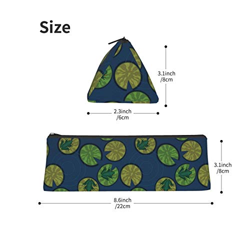 Frogs On Lily Pads On A Pond Small Capacity Triangle Pen Bag,Compa...