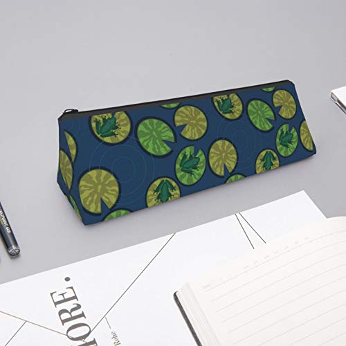Frogs On Lily Pads On A Pond Small Capacity Triangle Pen Bag,Compa...