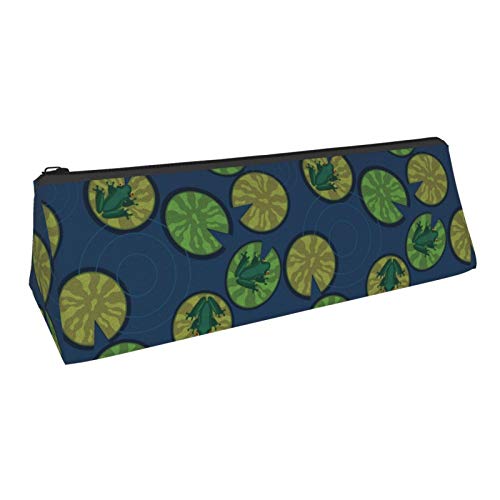 Frogs On Lily Pads On A Pond Small Capacity Triangle Pen Bag,Compa...